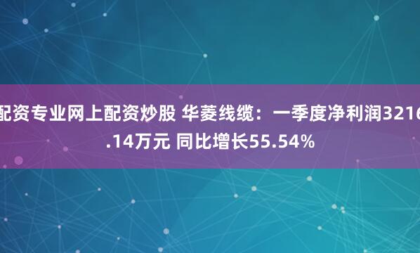 配资专业网上配资炒股 华菱线缆：一季度净利润3216.14万元 同比增长55.54%